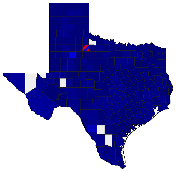 2000 Texas County Map of Republican Primary Election Results for President