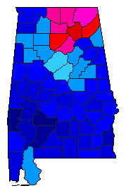 1996 Alabama County Map of Republican Primary Election Results for Senator