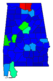 2017 Alabama County Map of Republican Primary Election Results for Senator