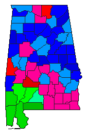 2020 Alabama County Map of Republican Primary Election Results for Senator