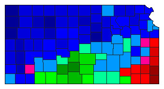 1994 Kansas County Map of Republican Primary Election Results for Governor