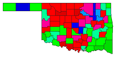 1994 Oklahoma County Map of Republican Primary Election Results for Lt. Governor
