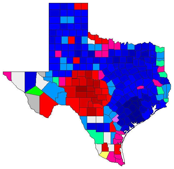 2014 Texas County Map of Republican Primary Election Results for Comptroller General