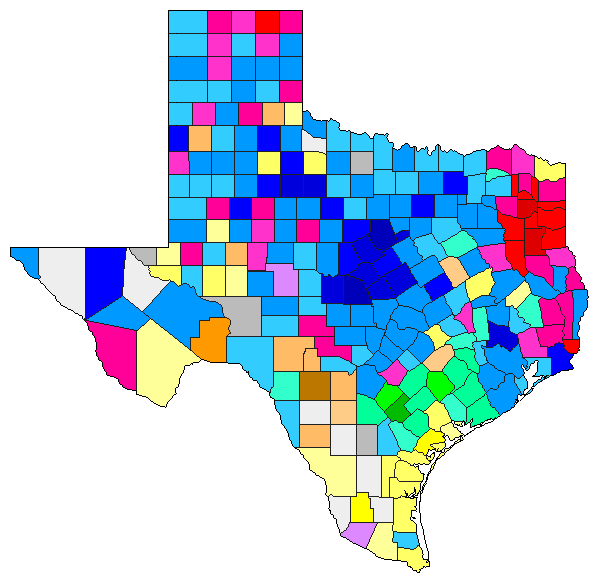 2014 Texas County Map of Republican Primary Election Results for Agriculture Commissioner