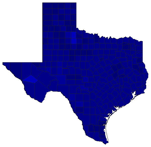 1996 Texas County Map of Republican Primary Election Results for Senator