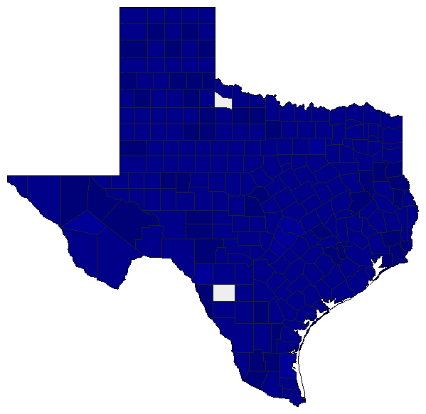 2018 Texas County Map of Republican Primary Election Results for Senator