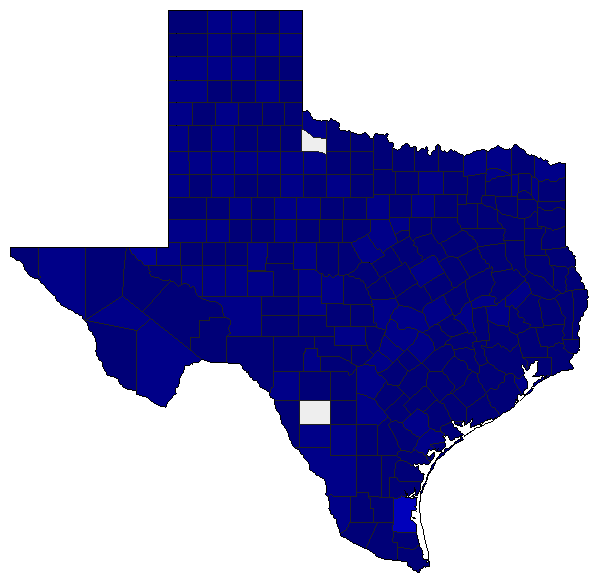 2018 Texas County Map of Republican Primary Election Results for Governor
