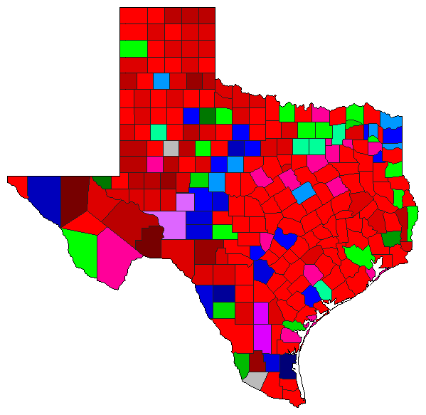 1998 Texas County Map of Republican Primary Election Results for Attorney General