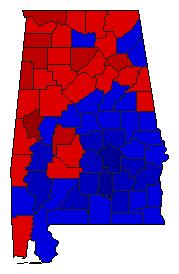 1990 Alabama County Map of Democratic Runoff Election Results for Agriculture Commissioner
