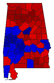 1946 Alabama County Map of Democratic Runoff Election Results for Governor
