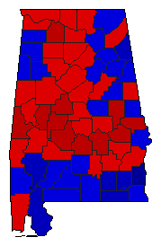 2002 Alabama County Map of Democratic Runoff Election Results for State Treasurer