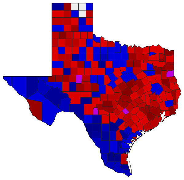 2002 Texas County Map of Democratic Runoff Election Results for Senator
