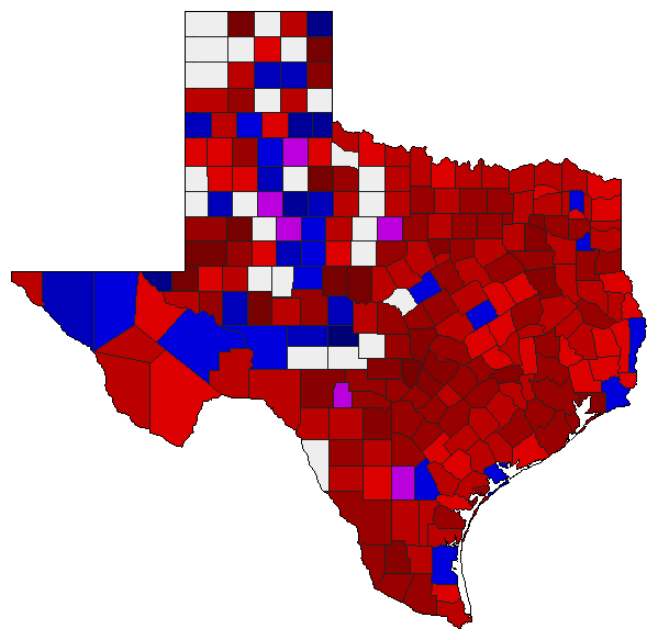 2014 Texas County Map of Democratic Runoff Election Results for Senator