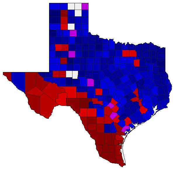 2006 Texas County Map of Democratic Runoff Election Results for Lt. Governor