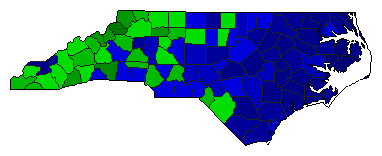 1972 North Carolina County Map of Republican Runoff Election Results for Governor