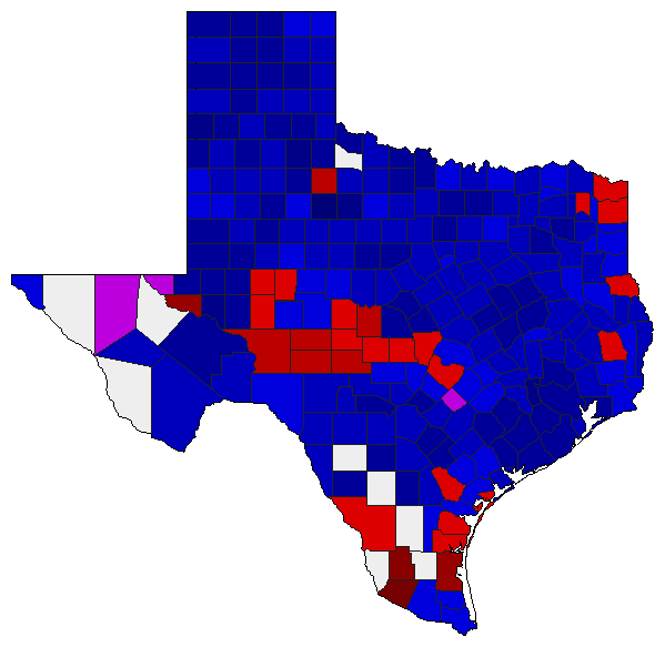 2014 Texas County Map of Republican Runoff Election Results for Lt. Governor