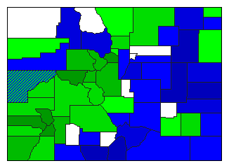 1892 Colorado County Map of General Election Results for State Treasurer