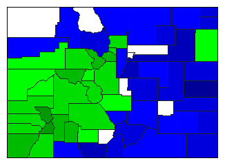 1894 Colorado County Map of General Election Results for Secretary of State