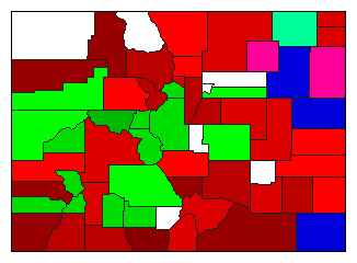 1896 Colorado County Map of General Election Results for Lt. Governor