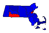 1909 Massachusetts County Map of General Election Results for Lt. Governor