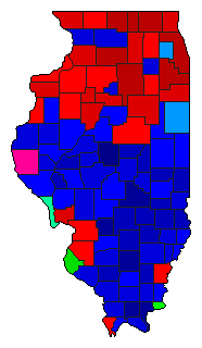 1914 Illinois County Map of Democratic Primary Election Results for Senator