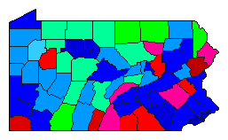 1914 Pennsylvania County Map of General Election Results for Senator