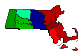 1922 Massachusetts County Map of Democratic Primary Election Results for Governor