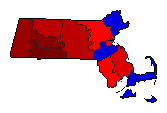 1930 Massachusetts County Map of Democratic Primary Election Results for Governor