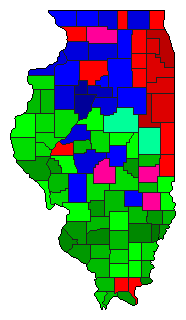 1932 Illinois County Map of Democratic Primary Election Results for Governor
