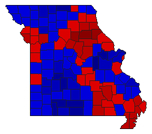 1940 Missouri County Map of General Election Results for Governor