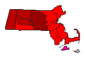1942 Massachusetts County Map of Democratic Primary Election Results for Senator