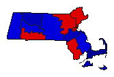 1950 Massachusetts County Map of General Election Results for Lt. Governor