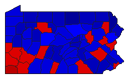 1950 Pennsylvania County Map of General Election Results for Governor
