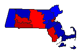 1952 Massachusetts County Map of General Election Results for State Treasurer