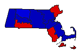 1952 Massachusetts County Map of Republican Primary Election Results for State Treasurer