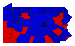1958 Pennsylvania County Map of General Election Results for Governor