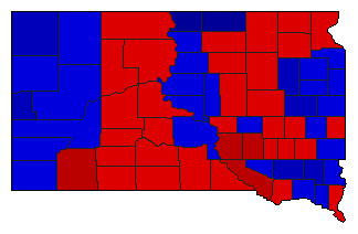 1958 South Dakota County Map of General Election Results for State Treasurer