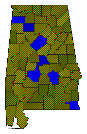 1960 Alabama County Map of General Election Results for President