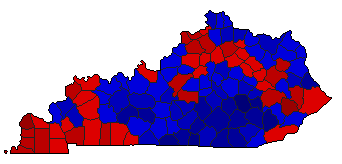 1960 Kentucky County Map of General Election Results for President