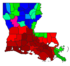 1960 Louisiana County Map of General Election Results for President