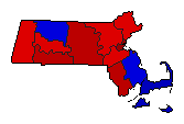 1960 Massachusetts County Map of General Election Results for President