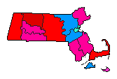 1960 Massachusetts County Map of Democratic Primary Election Results for Governor