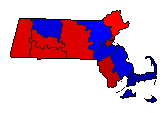 1960 Massachusetts County Map of General Election Results for Secretary of State