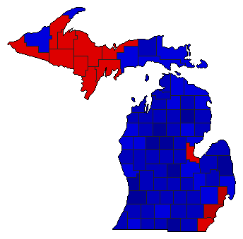 1960 Michigan County Map of General Election Results for President