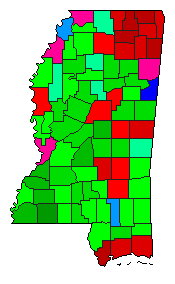 1960 Mississippi County Map of General Election Results for President