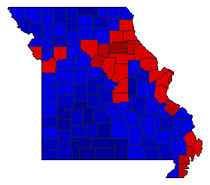 1960 Missouri County Map of General Election Results for President