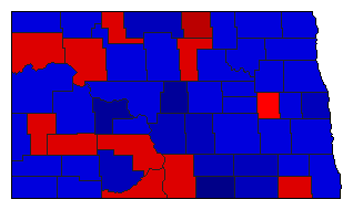 1960 North Dakota County Map of General Election Results for President