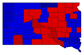 1960 South Dakota County Map of General Election Results for Lt. Governor
