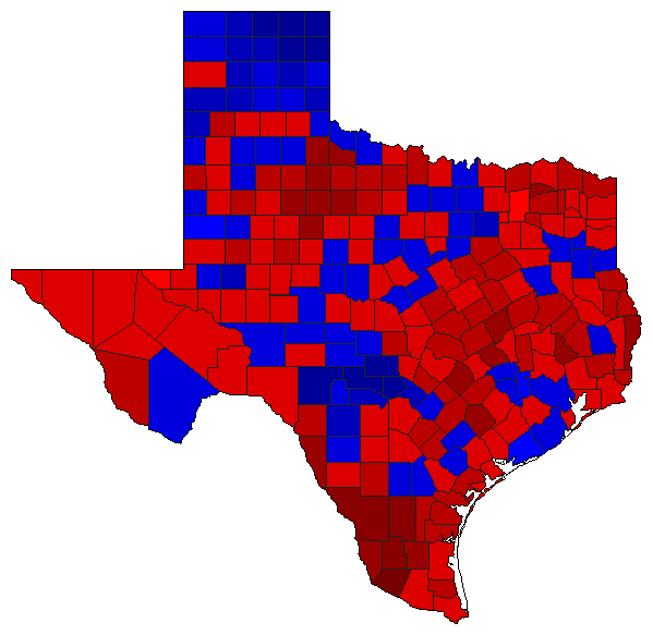 1960 Texas County Map of General Election Results for President