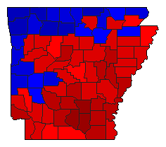 1960 Arkansas County Map of General Election Results for President